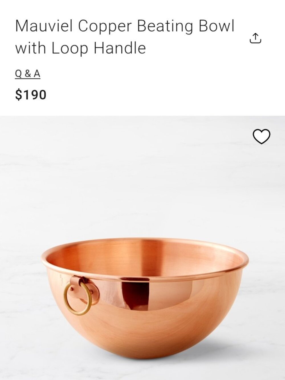 Mauviel Copper France beating bowl Williams Sonona 10